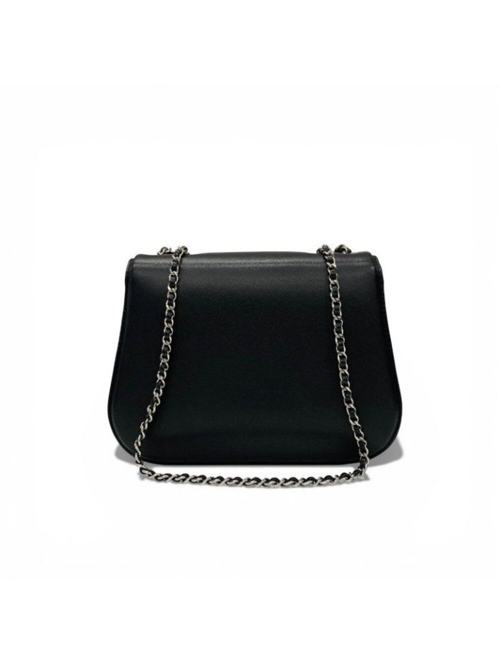 Chanel Bag Shoulder Leather Black Silver Turnlock Chain - Picture 3 of 10